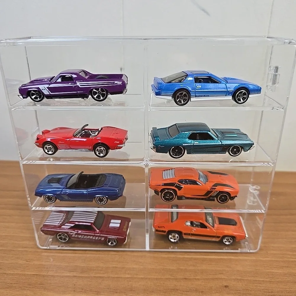 Clear‎ Acrylic Display Case 1:64 Scale Diecast Cars INCLUDING Mix AH of CARS x 8